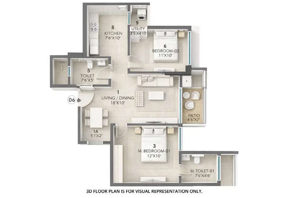 Floor plan for 2 BHK