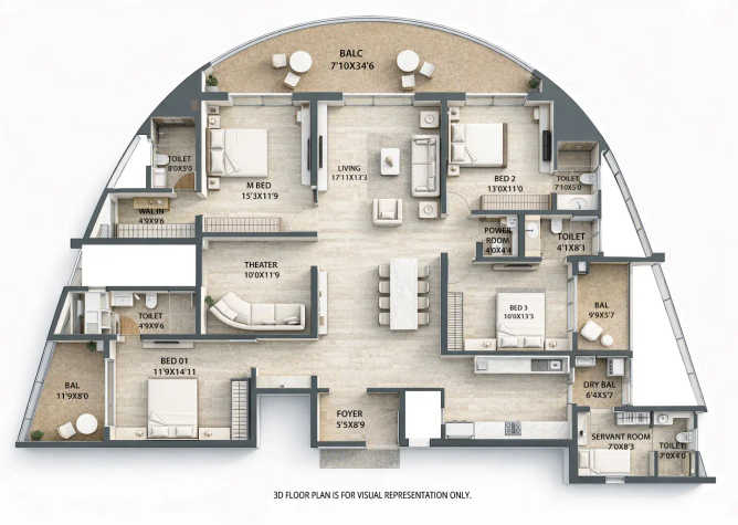 Pride World City Charholi - Floor plan 4.5 BHK 2260 Sq.ft