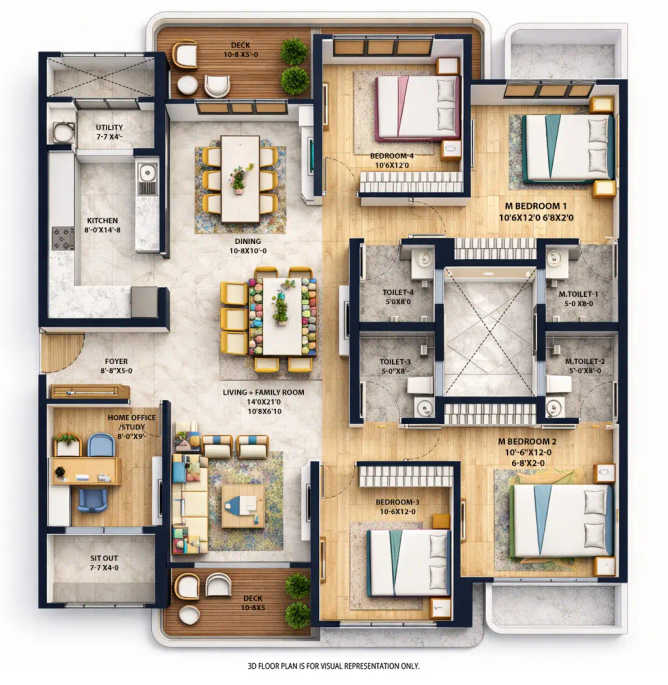 Lodha Panache Hinjewadi - Floor plan 4.5 BHK 1744 Sq.ft