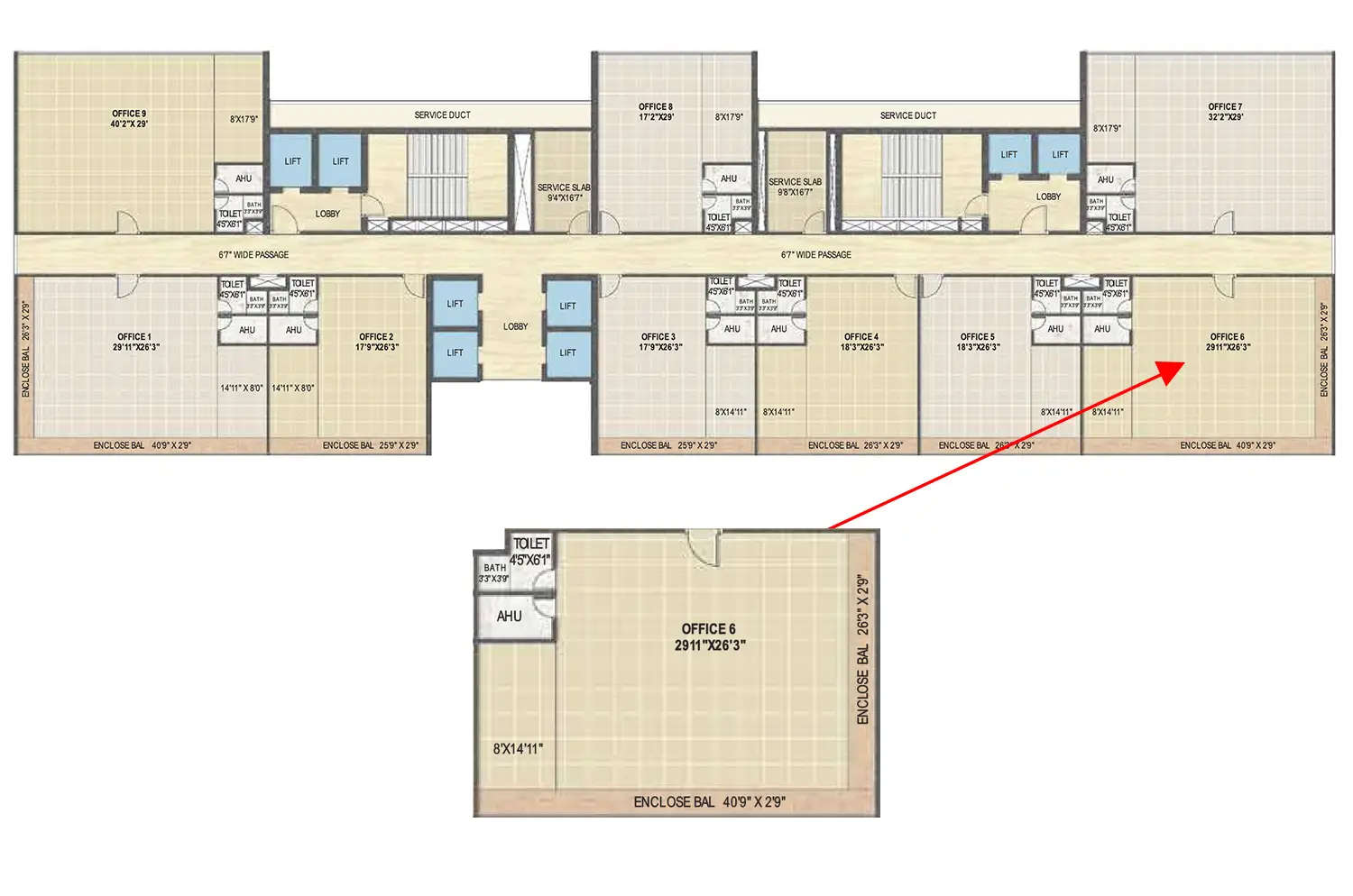 Floor plan for Commercial Office