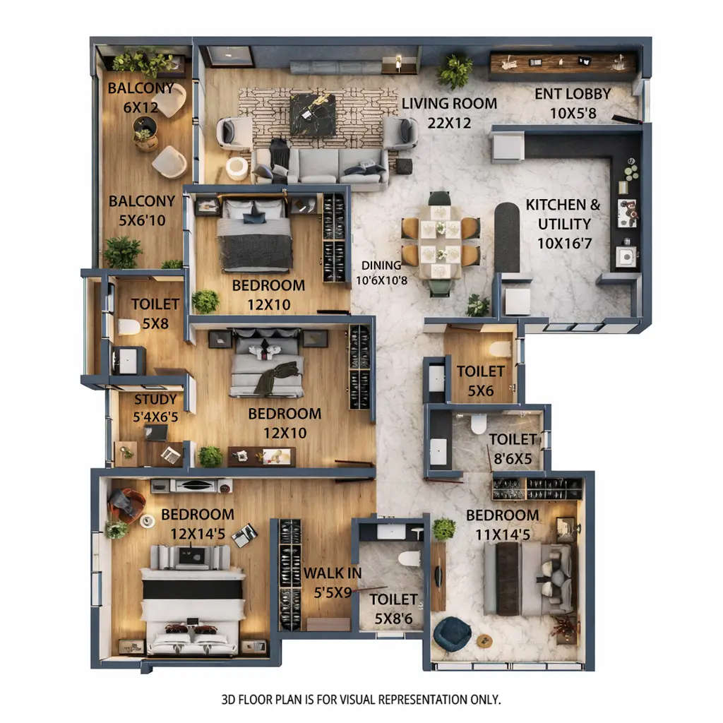 Majestique Evolvus Kharadi - Floor plan 4 BHK 1715 Sq.ft