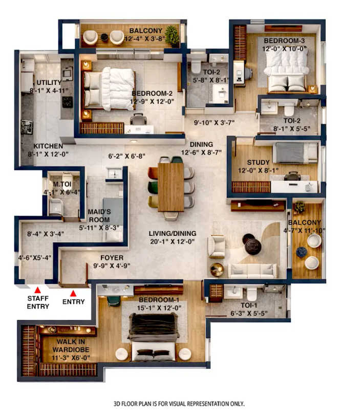 Brigade Altius Sholinganallur - Floor plan 3 BHK 2630 Sq.ft