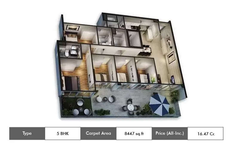 Floor plan for 5 BHK