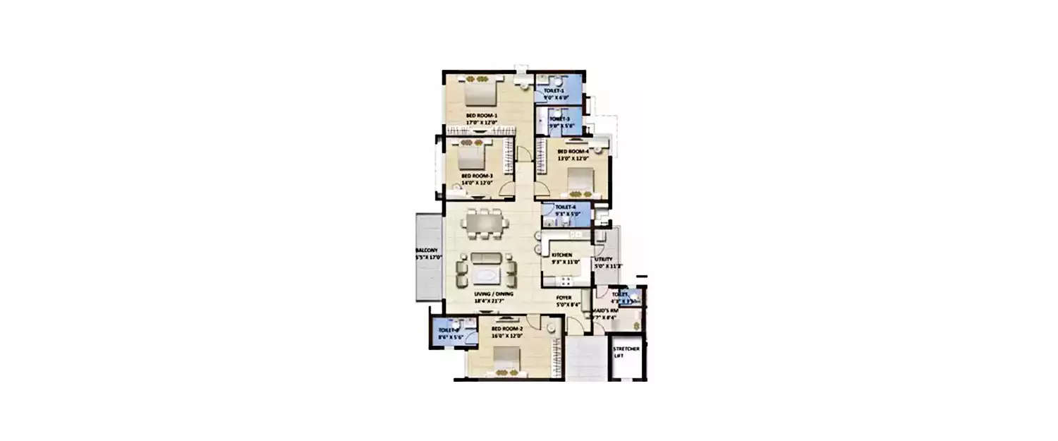 Floor plan for 4 BHK