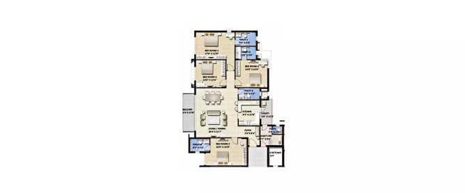Purva Whitehall Devanahalli - Floor plan 4 BHK 2359 Sq.ft