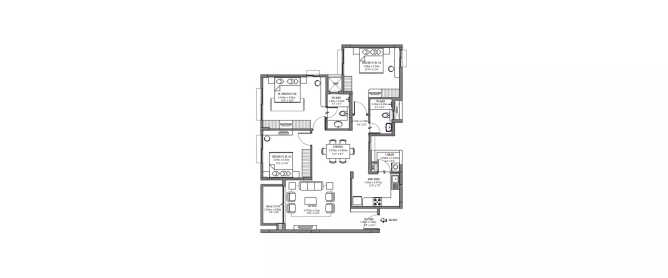 Godrej Life Plus Kanakapura - Floor plan 3 BHK 1042 Sq.ft