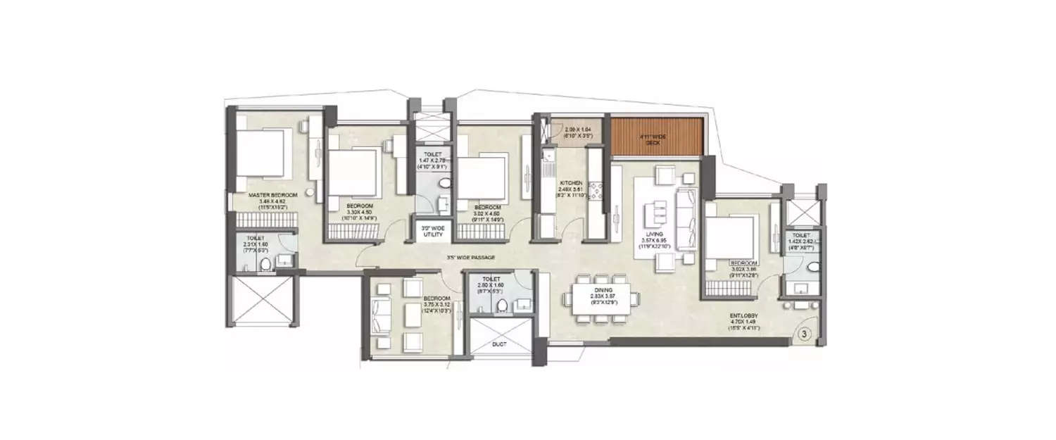 Floor plan for 4.5 BHK