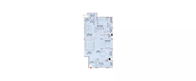 Brigade Gardenia JP Nagar - Floor plan 3 BHK 1630 Sq.ft