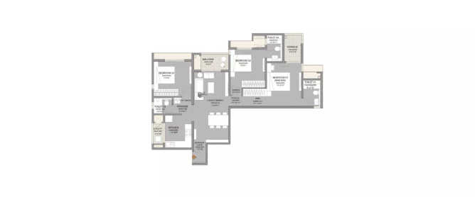 Godrej Hill Retreat Mahalunge - Floor plan 3 BHK 845 Sq.ft