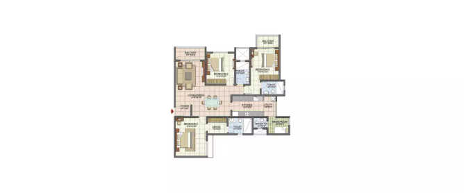 Prestige Song Of The South Yelenahalli - Floor plan 3 BHK 1337 Sq.ft
