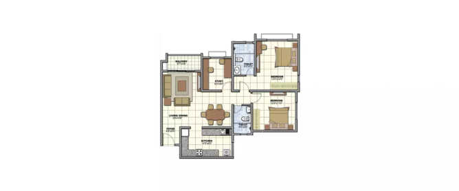 Prestige Sunrise Park Electronic City - Floor plan 2 BHK 979 Sq.ft