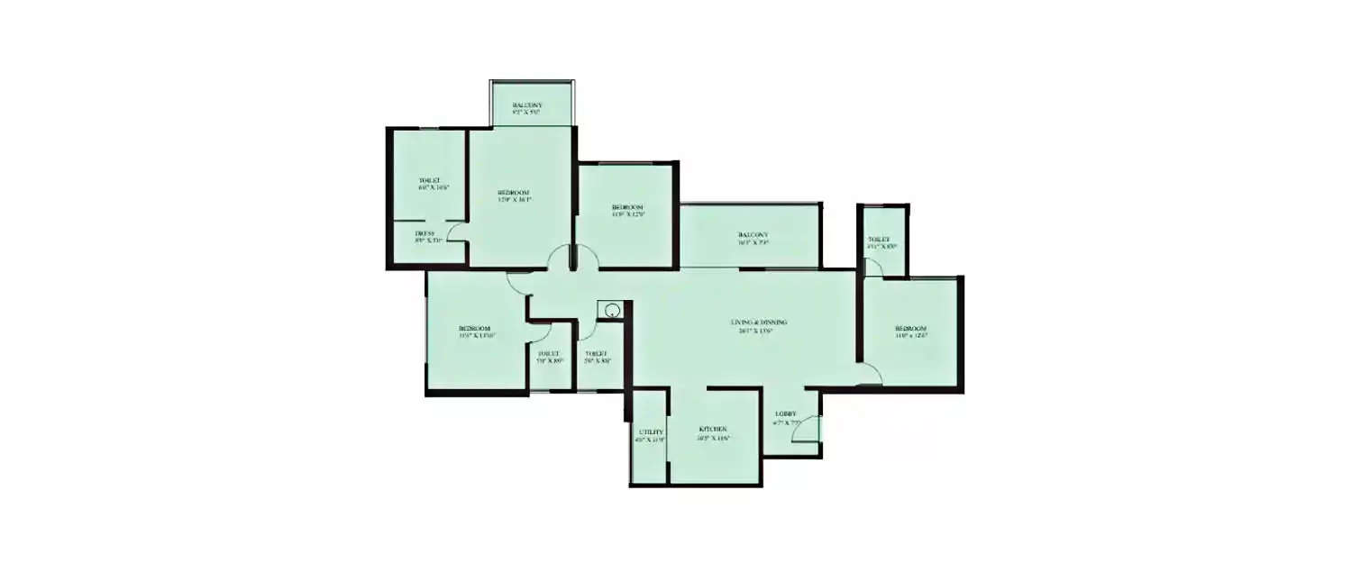 Floor plan for 4 BHK