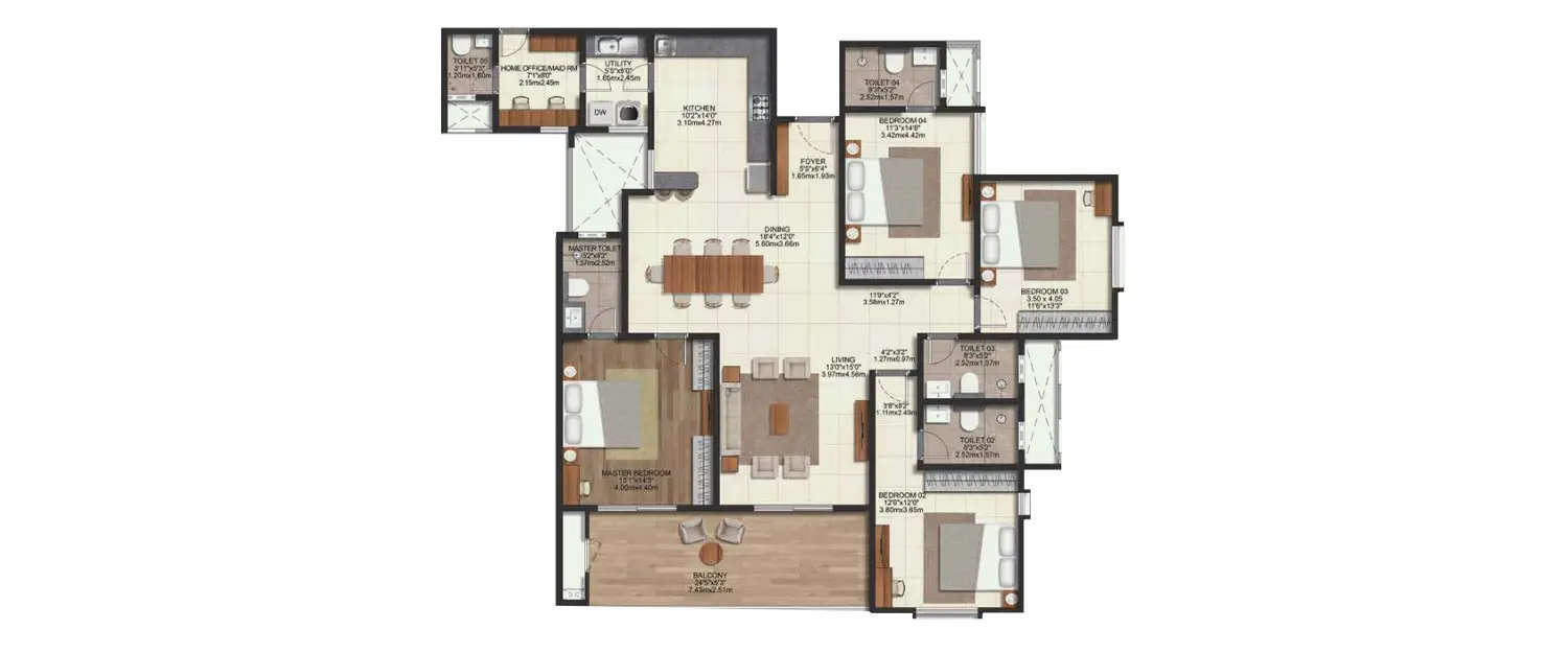 Floor plan for 4.5 BHK