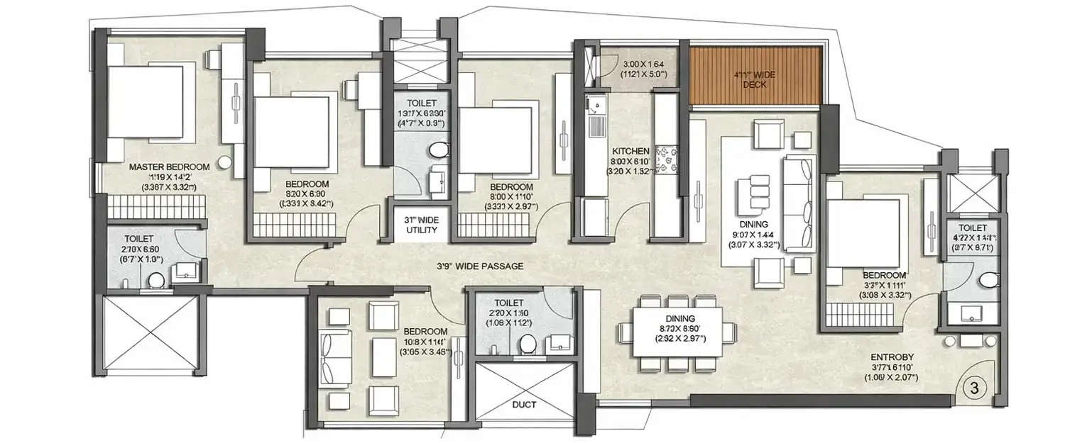 Floor plan for 4.5 BHK