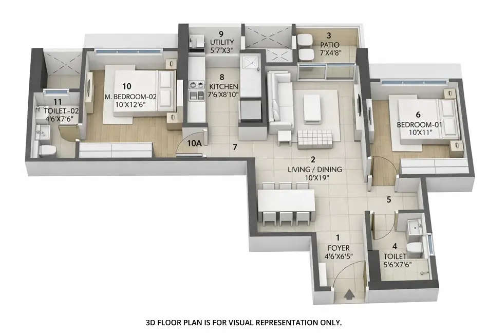 Floor plan for 2 BHK