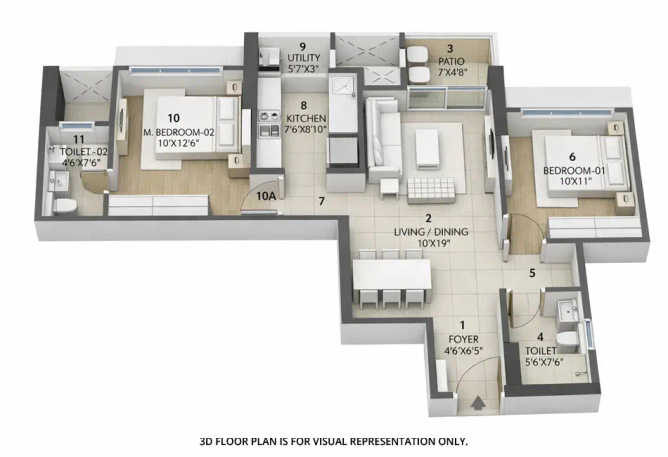 Rustomjee La Vie Majiwada - Floor plan 2 BHK 718 Sq.ft