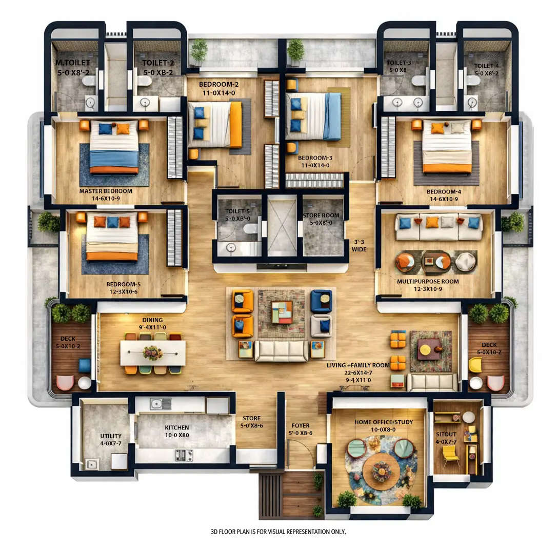 Floor plan for 5.5 BHK