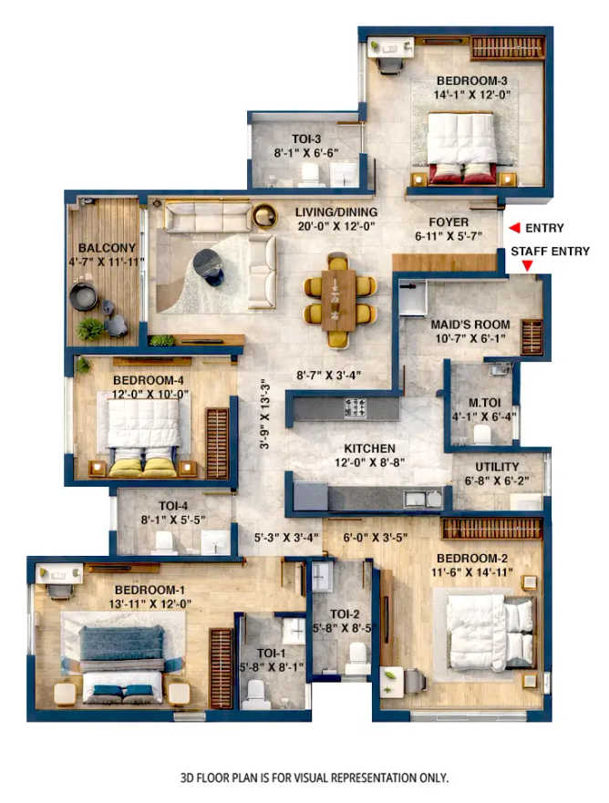 Brigade Altius Sholinganallur - Floor plan 4 BHK 2545 Sq.ft