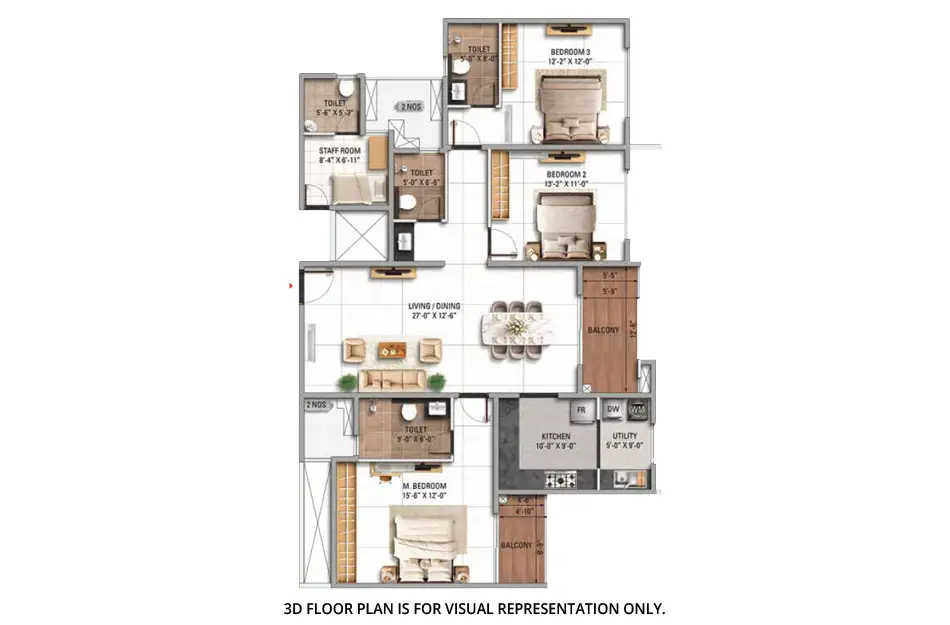 TVS Emerald Altura Sathanur - Floor plan 3 BHK 2133 Sq.ft