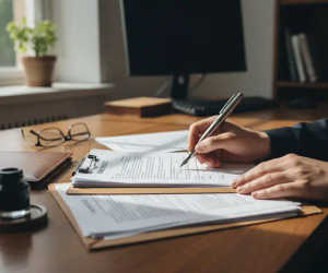 Documentation Signing property documentation on a desk