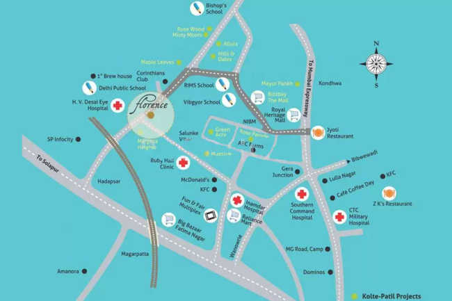Kolte Patil Margosa Heights Mohammed Wadi - Location Map