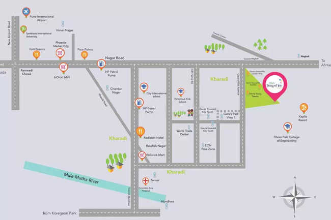 Gera Song Of Joy Kharadi - Location Map