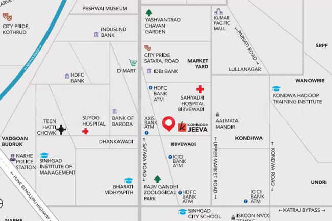 Kohinoor Jeeva Bibwewadi - Location Map