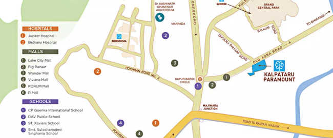 Kalpataru Paramount Ghodbunder Road - Location Map