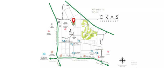 Pardos Okas Residency Sushant Golf City - Location Map