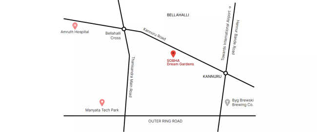Sobha Dream Garden Thanisandra - Location Map