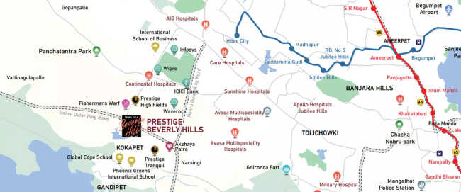 Prestige Beverly Hills Kokapet - Location Map