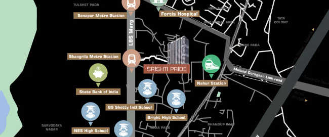 Srishti Pride Bhandup - Location Map