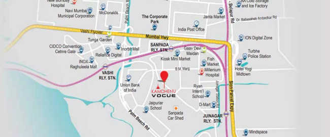 Kamdhenu Vogue Sanpada - Location Map
