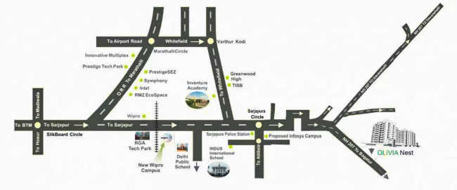 Sowparnika Olivia Nest Sarjapura - Location Map