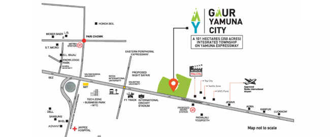 Aero Villas 7th Parkview Gaur Yamuna City Greater Noida - Location Map