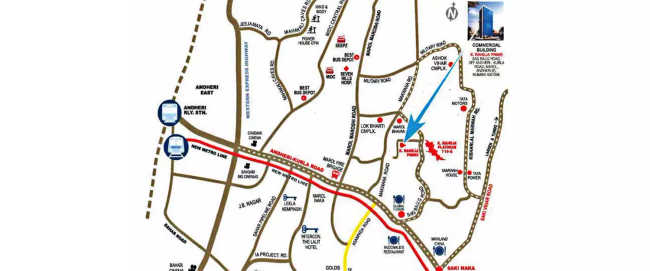 K Raheja Prime Andheri - Location Map