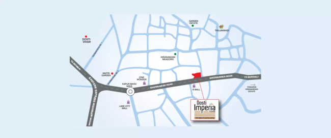 Dosti Imperia Ghodbunder Road - Location Map