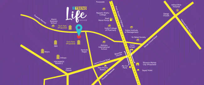Saheel ITrend Life Tathawade - Location Map