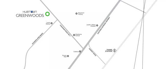 Hubtown Greenwoods Pokhran Road 1 - Location Map