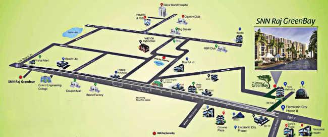 SNN Raj Greenbay Phase 2 Electronic City - Location Map