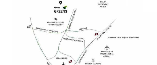 Century Greens Devanahalli - Location Map