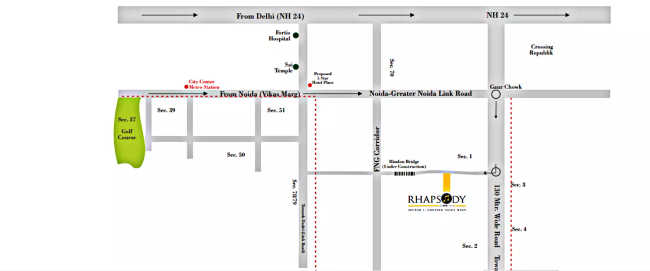 ATS Rhapsody Sector 1 Greater Noida W - Location Map