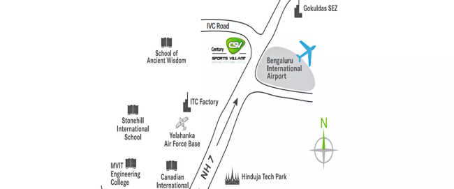 Century Sports Village Devanahalli - Location Map