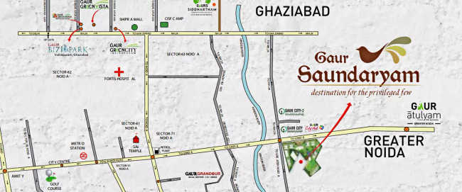 Gaur Saundaryam Techzone IV Greater Noida W - Location Map