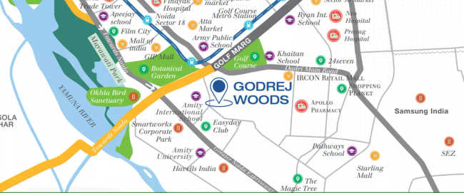 Godrej Woods Sector 43 - Location Map