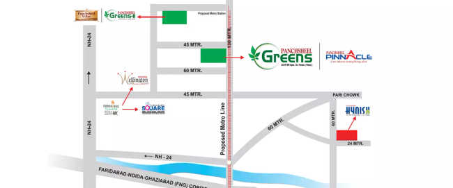 Panchsheel Greens Sector 16B Greater Noida W - Location Map