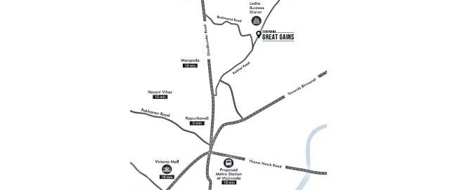 Lodha Codename Great Gains Kolshet Road - Location Map