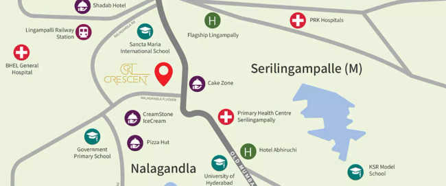 Candeur Crescent Lingampally - Location Map