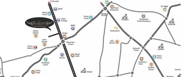 Ace Almighty Commercial Tathawade - Location Map