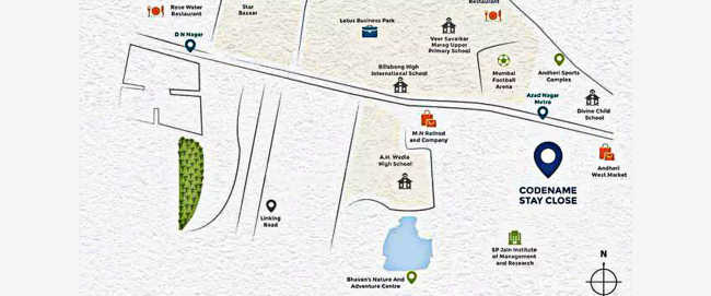JP Codename Stay Close Andheri - Location Map